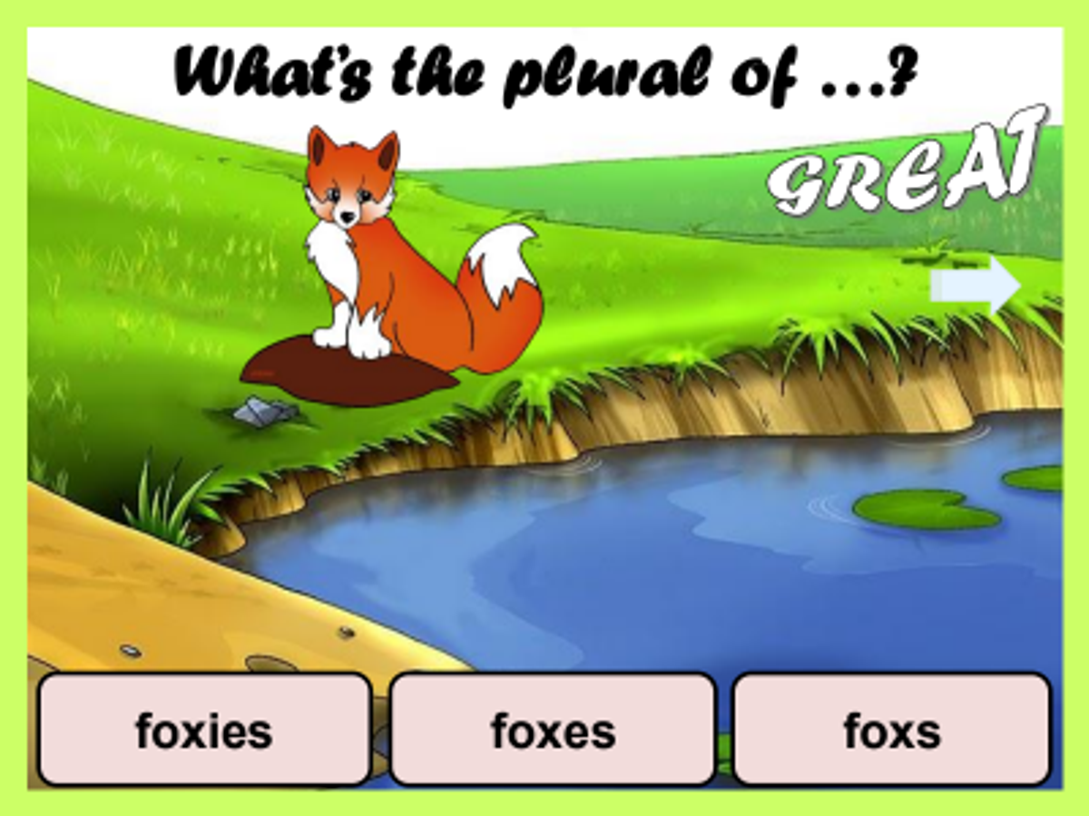 שקופית תרגול מתוך Plural game: איור שועל ושלוש אפשרויות לצורת הרבים