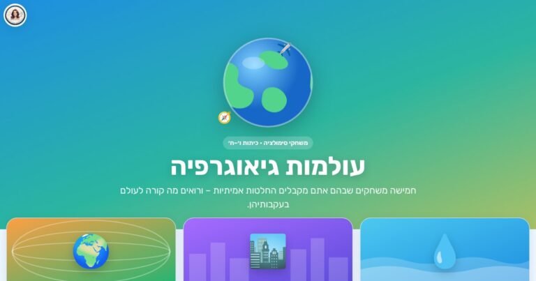 עמוד הבית של עולמות גיאוגרפיה – חמישה משחקי סימולציה